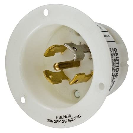 Hubbell Wiring Device-Kellems Flanged Locking Inlet, L23-30P, 30 A, 347 ...