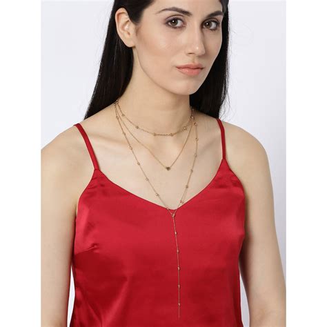 Buy OOMPH Combo Of 3 Gold Tone Heart Shape Multi Layered Multi-Strand ...