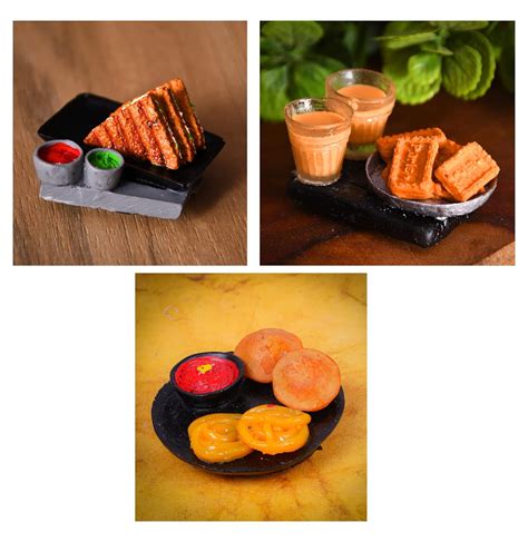 Buy DT DECTONE Combo Pack of 3 Fridge Magnet Kachori, Sandwich, Tea ...