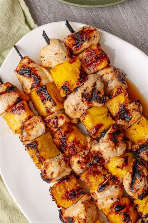 Grilled Pineapple Chicken Skewers | Grilled pineapple chicken, Skewer ...