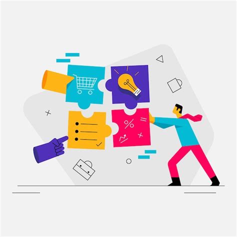 Geschäftsmann mit einem großen Puzzle und Marketingelementen | Premium ...