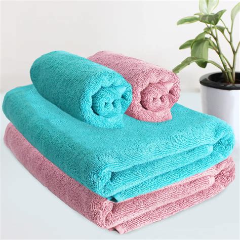Heelium Bamboo Towel Set (2 Bath & 2 Hand Towel Combo), 600 GSM, Super ...