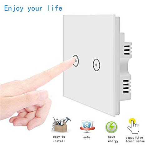 Buy Jinvoo Smart Wi-Fi Light Touch Switch, Wall Switch 2 Gang UK, White ...