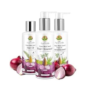 Buy HIM Ayurveda Onion Black Seed Hair Care Combo Kit | Oil, Shampoo ...