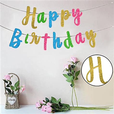 Buy AMFIN (Pack of 1) Happy Birthday Party Cursive Glitter Banner ...