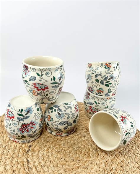 Buy SIRO Decors Kulladh Blue Cups Tea Set | Chai Cups | Floral Coffee ...