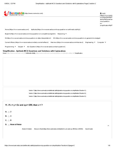 Simplification - Aptitude MCQ Questions and Solutions with Explanations ...