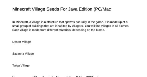 Image result for Minecraft Village Seeds Java Edition