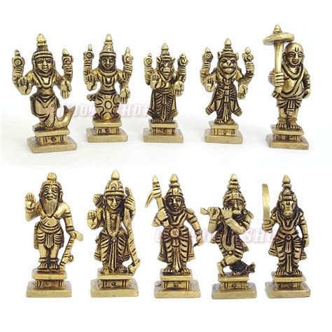 Lord Narayana Vishnu Dashavatar Idols in Brass - Small
