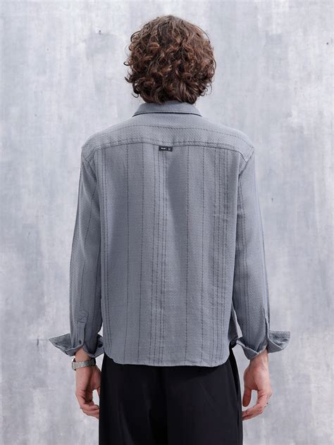 Comfort Fit Casual Shirt Featuring Striped Thread Detail | Blue – Wrogn