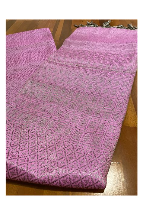Southloom Semi Tussar Magenta Saree with Grey Border and Tassels works ...
