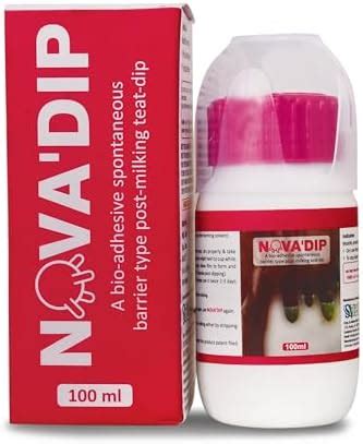 Nova'dip Bio-Adhesive Post-Milking Teat Dip, 100 ml, Barrier Type for ...