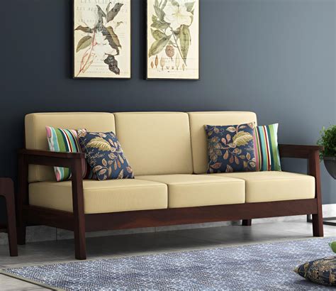 RATANDHARA FURNITURE Wooden 3 Seater Sofa for Home - Handcarfed ...