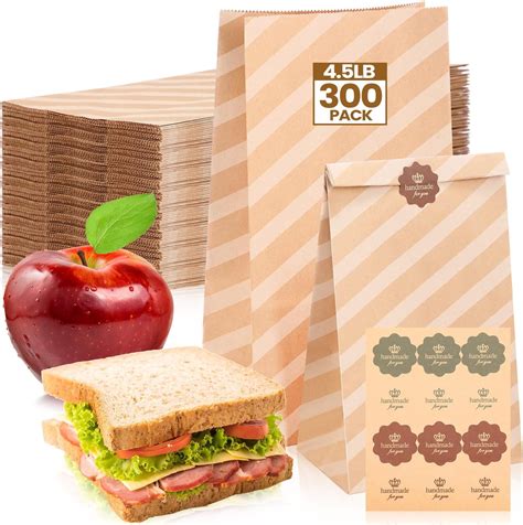 Amazon.com: Yeaqee 300 Pcs Paper Lunch Bags Bulk 4.5 Lbs Brown Paper ...