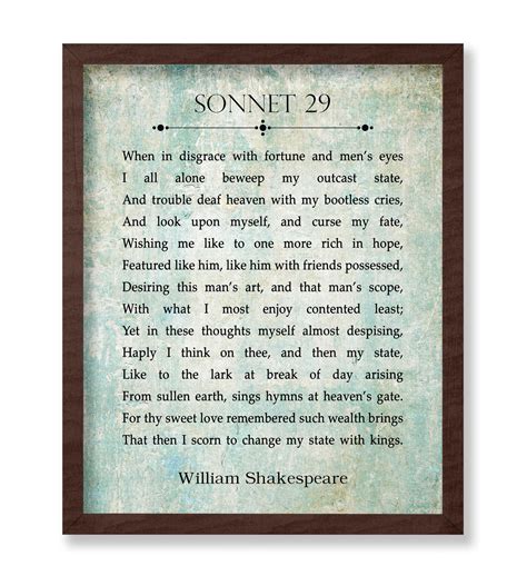 Poster Master William Shakespeare Poster - Sonnet 29 Print ...