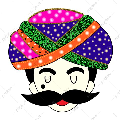 Indian Turban Vector Hd PNG Images, Indian Turban Men Rajasthani Man ...