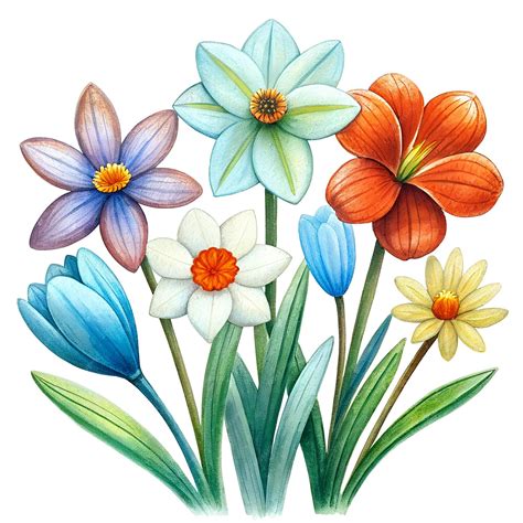 Premium Photo | Bouquet of flowers isolated on white spring flowers cartoon drawings