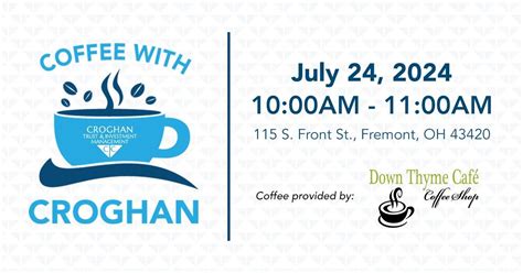 Coffee With Croghan, Down Thyme Cafe, Fremont, 24 July 2024 | AllEvents