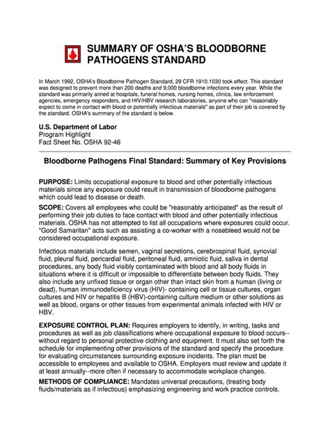 Fillable Online Bloodborne Pathogens Standard Summary Fax Email Print ...