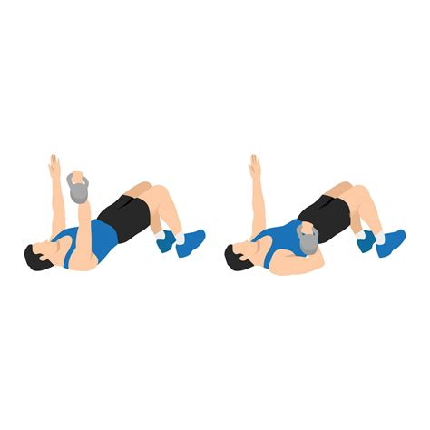 Man doing Single arm. Floor glute bridge press exercise. Flat vector ...