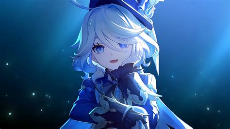 Wallpaper : Furina Genshin Impact, Genshin Impact, smiling, maiden outfit, symbol shaped pupils ...