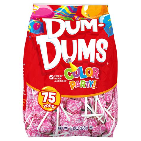 Dum Dums Color Party Lollipops, Hot Pink, Watermelon Flavor, 12.8 Oz ...