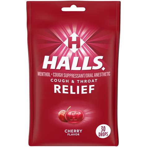 HALLS Relief Cherry Cough Drops, 30 Drops - Walmart.com