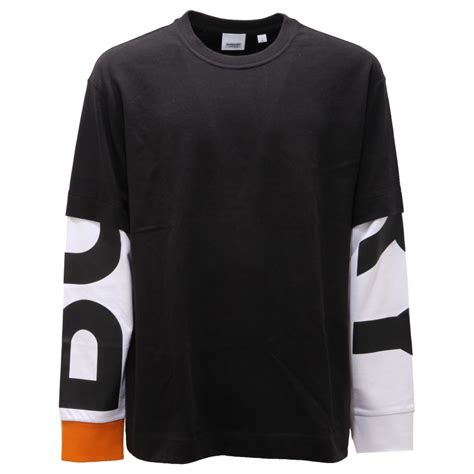 0258AF felpa uomo BURBERRY black/white cotton sweatshirt man