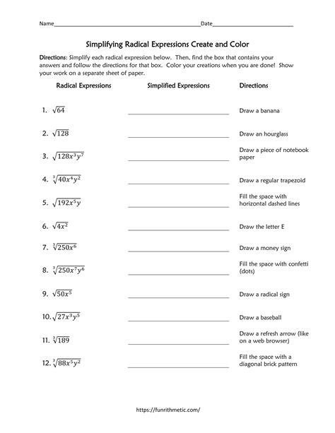 Simplifying Radical Expressions Worksheet 的图像结果