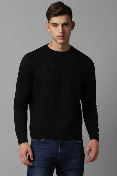 Buy Men Casual Black Solid Sweatshirt Online - 929102 | Louis Philippe