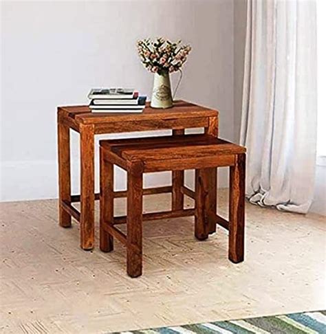 LALITA HANDICRAFT Wooden Nesting Table for Living Room | Solid Wood ...