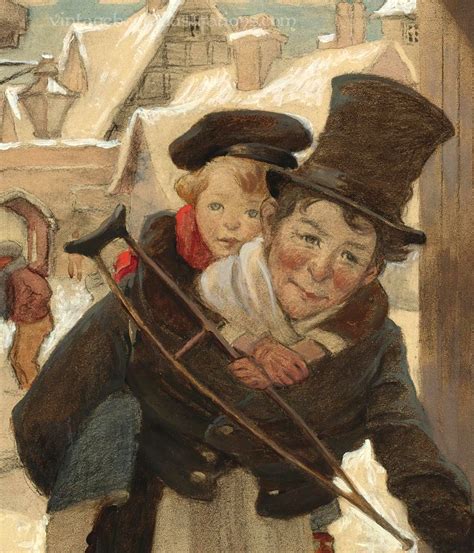 A detail from an original painting of 'Tiny Tim and Bob Cratchit on ...
