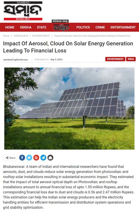 News Coverage of the Study on Aerosols, Dust and Clouds Affecting Solar ...