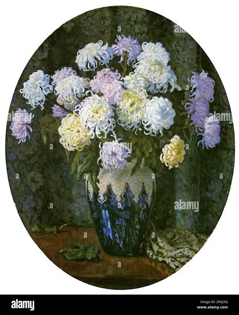 Still Life with Chrysanthemums 1924 by Nikolay Bogdanov-Belsky Stock Photo - Alamy
