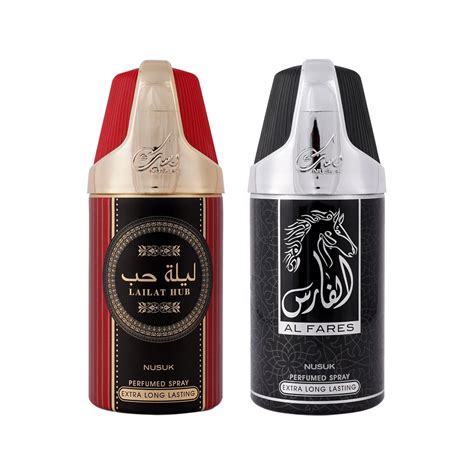 Buy NUSUK Set of 2 Premium Deodorant, Lailat Hub & Al Fares, Fresh ...