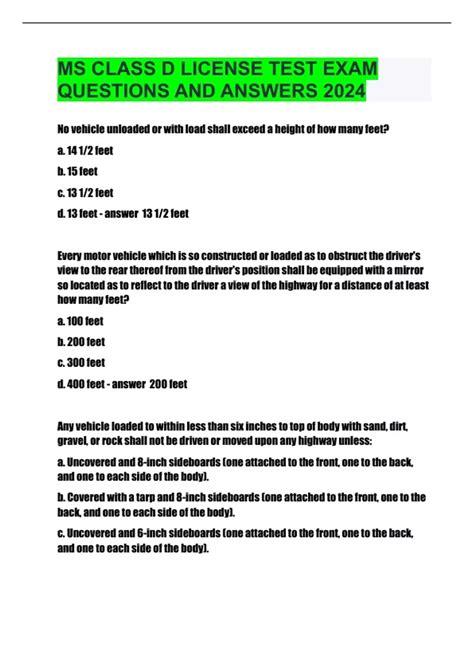 MS CLASS D LICENSE TEST EXAM QUESTIONS AND ANSWERS 2024 - Class D Security License - Stuvia US