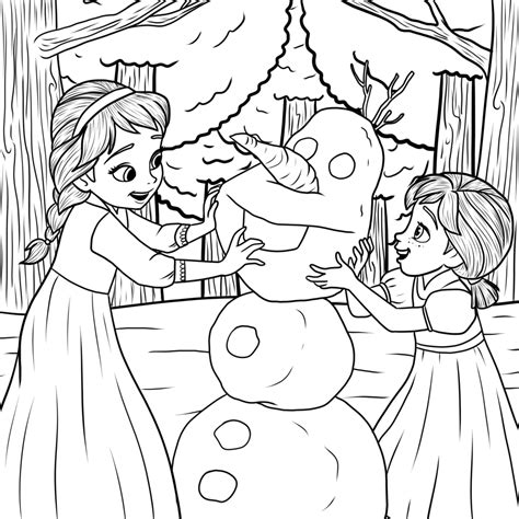 Elsa And Olaf Colouring Page