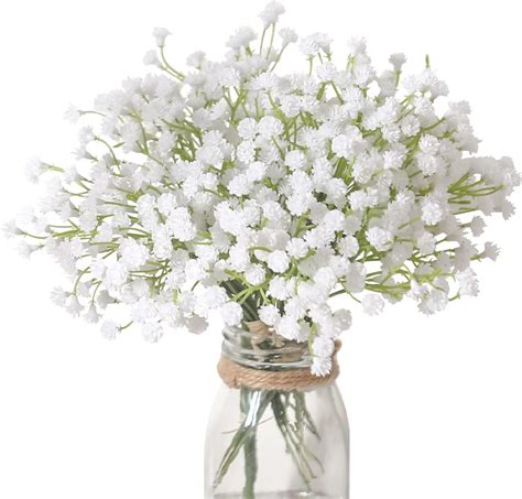 Amazon.com: Veryhome 10PCS Fake Babys Breath Flowers Artificial White ...