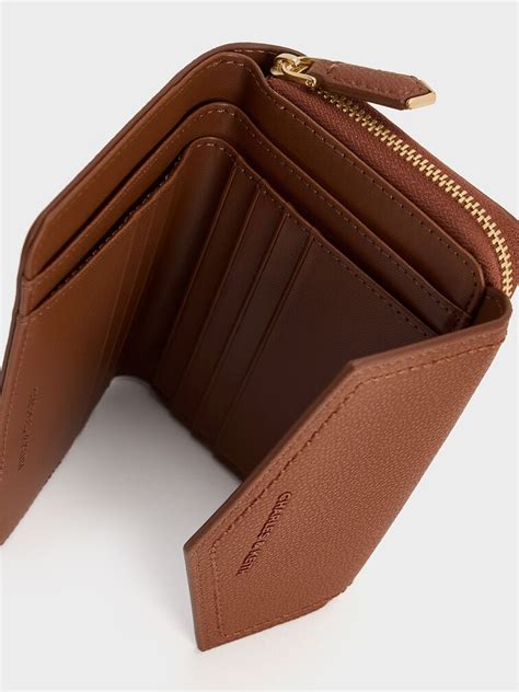 Chocolate Stitch Trim Envelope Wallet - CHARLES & KEITH IN