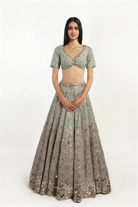 Sage Green Embellished Lehenga Set – abhinavmishra