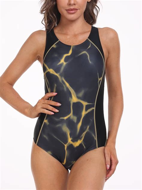 Charmo One Piece Racerback Training Swimwear for Women Athletic Bathing ...