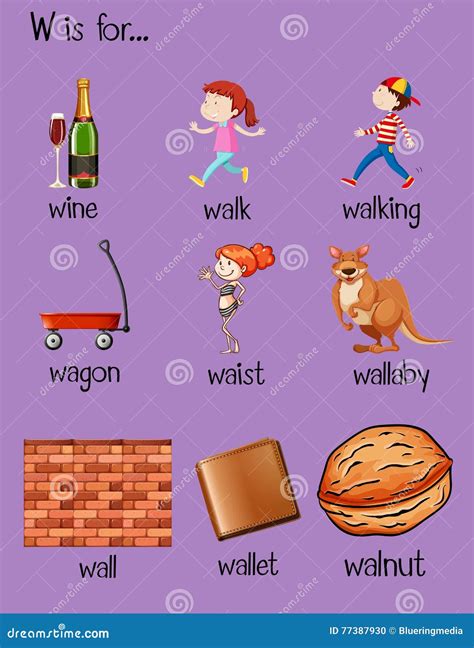 Muchas Palabras Comienzan Con La Letra W Ilustración del Vector ...