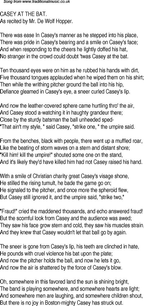 Casey At The Bat Poem Printable