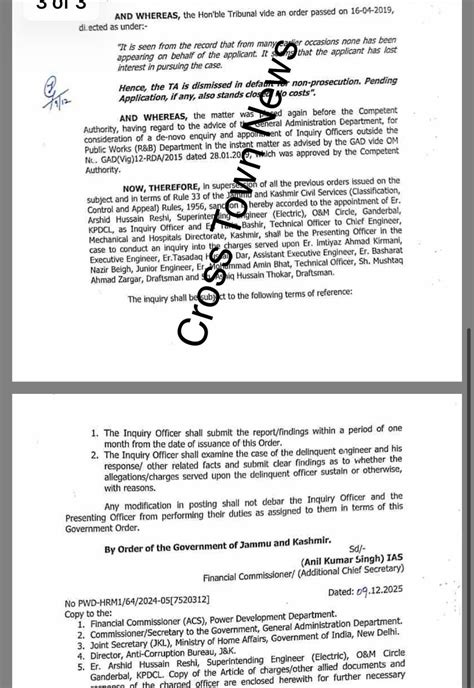 J&K Govt appoints Inquiry officer, Presenting Officer in reopened RDA ...