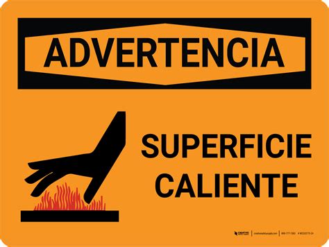 Advertencia - Superficie Caliente con Icono Horizontal - Wall Sign
