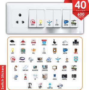 JEMOX 1.5 inch Self-Adhesive Switch Stickers- 40 Designs for Electric ...