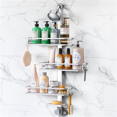 Amazon.com: Kitstorack Shower Caddy Hanging, 4 Tier Aluminum Adjustable ...