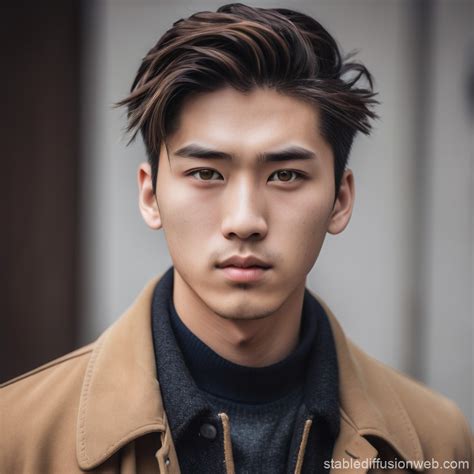 Half White Half Asian Man with Hazel Eyes | Stable Diffusion Online