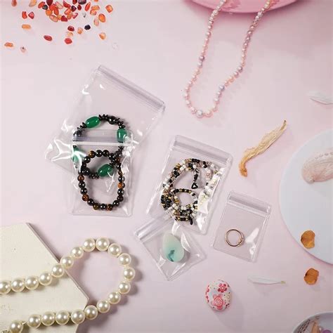 120 Pieces Jewelry Bag Self Seal Plastic Zipper Clear Pvc Rings ...
