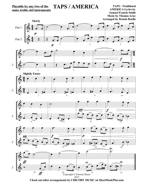 ECHO ~ TAPS / AMERICA (Duet) - Any two similar treble clef instruments ...